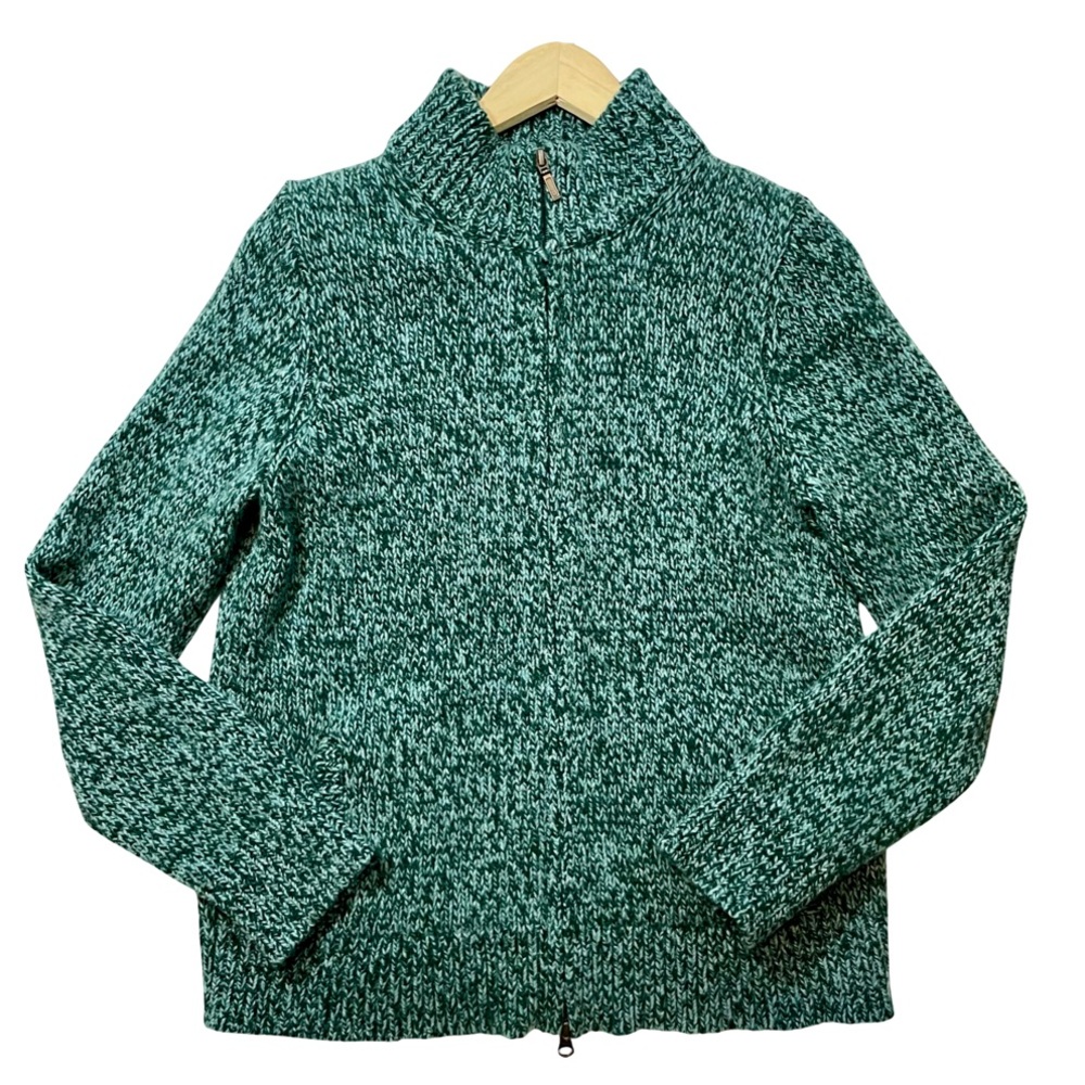 L.L. Bean Lambs Wool 2 Way Zip Cardigan Sweater